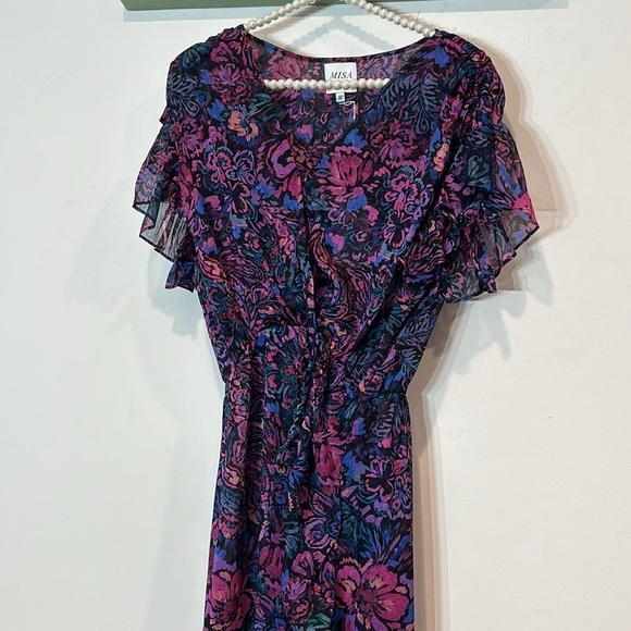 REVOLVE X MISA Los Angeles Colette Midi Dress in Flora Electric MEDIUM new w tag - Picture 4 of 10